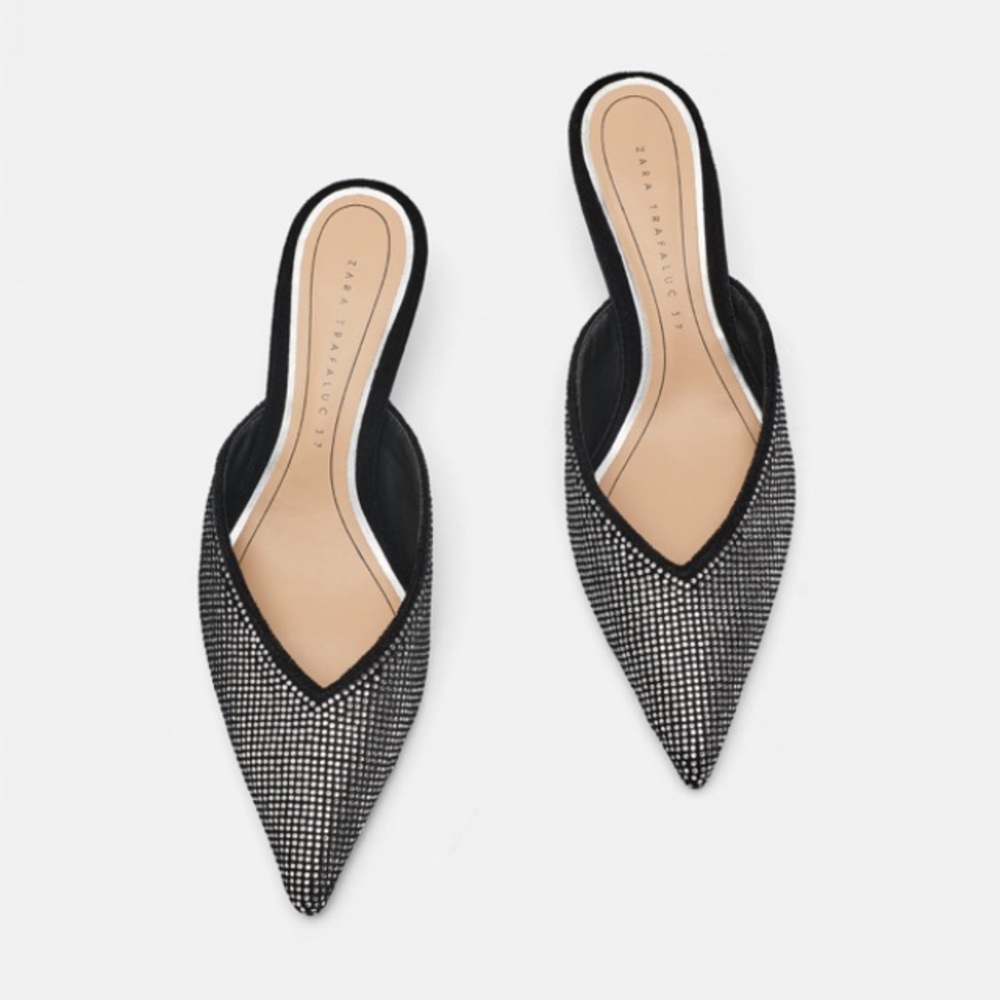 Zara sparkly heeled mules